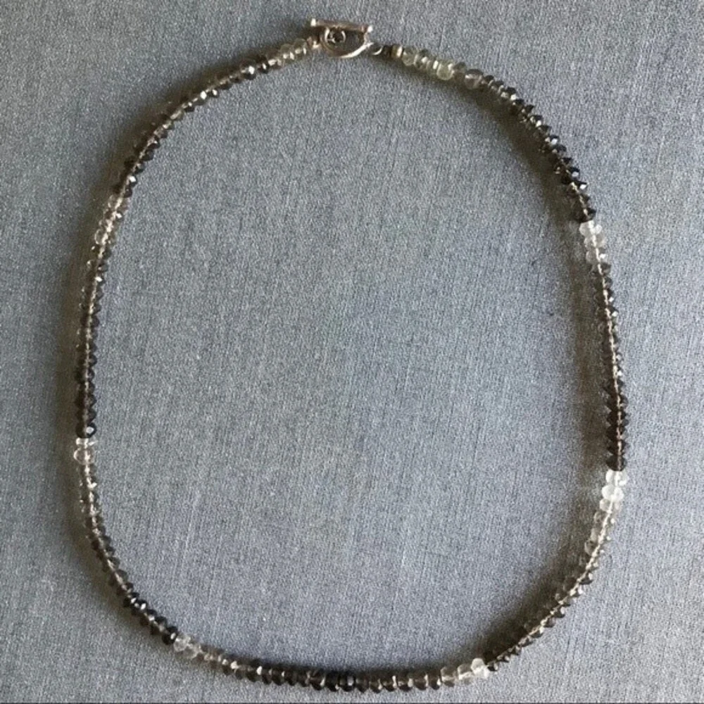 Vintage Handmade Genuine Faceted Smoky Topaz Gemstone Necklace Sterling Toggle